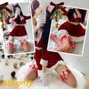 Womens Christmas Stcokings Thigh High, Fishnet Tights with Bow Santa Accessory Hosiery, Onesize 80-160lbs (Red)