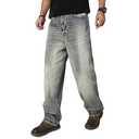 OIIIO Men's Wide Leg Baggy Casual Jean (28, 9103 Vintage) (Gray)