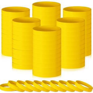 CHRORINE 100 Pcs Plain Silicone Wristbands Bulk Blank Rubber Bracelets Unisex Party Game Supplies (Yellow) CHRORINE 100 Pcs Plain Silicone Wristbands Bulk Blank Rubber Bracelets Unisex Party Game Supplies (Yellow)