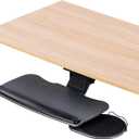 Under Desk Keyboard Tray, 20" x 11" Tray, 17.75" Track, One Knob Control, Undermount Sliding Computer Keyboard and Mouse Tray with Wrist Rest, Swivels 360 with Adjustable Height and 15 Tilt