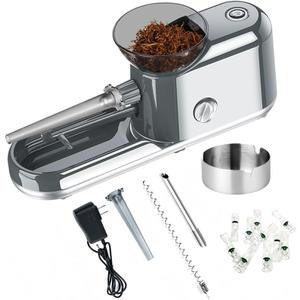 Electric Cigarette Rolling Machine Automatic Electric Cigarette Injector Machine Set with Metal Ashtray Cigarette Tips 3 in 1 Tubes for King/Regular/Slim 100s Cigarette and Pre Roll Cones (Gray)