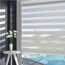 Window Binds for Home - Cordless Roller Window Shades, Dual Layer Light Filtering Roller Shades, 35" W x72 H, White, Easy Install Day Night Zebra Blinds, Office, French Door