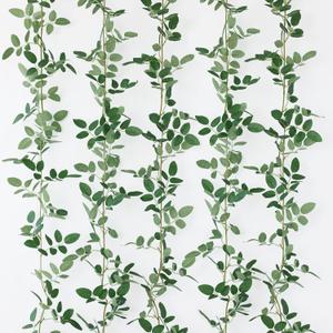 mizii 5 Packs 340" Artificial Vines Garland Fake Vine with Small Green Leaves Silk Rose Leaf Faux Hanging Plants Greenery Decoration for Outdoors Indoor Table Centerpieces Wedding Decor (Rose Leaves)