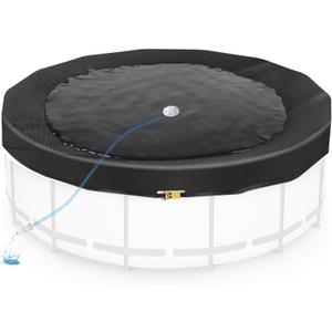 18FT Round Pool Cover for Above Ground Pools, Thickened 420D Pool Covers with Automatic Drain, Winter Pool Cover with Ratchet Buckle, Tear Resistant & Quick Installation