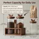 Coffee Bar Glass Canister Set 2 34 floz Airtight Glass Jars with Acacia Wood Lids, 2 Acacia Wood Spoons & Acacia Organizer Tray