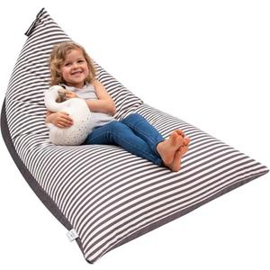 HUDDLE Original Stuffed Animal Bean Bag Storage Cover Large Designer Beanbag Chairs for Kids Teens & Adults | Instant Clutter Clear for Stylish Moms - Stuffed Animal Storage Bean Bag Chair Grey Stripe