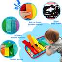Tummy Time/Baby Mirror Toys, Black and White High Contrast Tabletop Mount Baby Newborn Toys 0 3 6 Months Brain Development, Sensory Texture Piano Infant Toys 0 3 6 Months with Squeaker