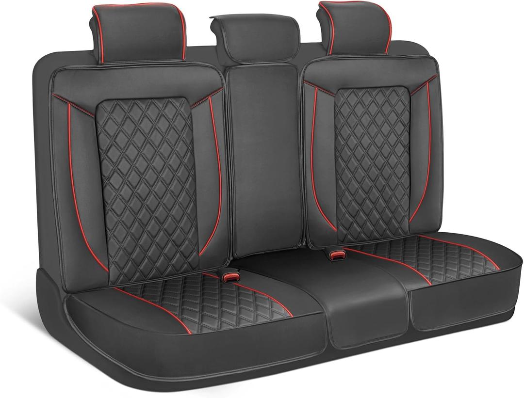 MotorBox Faux Leather Rear Bench Seat Cover – Semi-Universal Fit for Cars, SUVs & Trucks – Napa Style Back Seat Protector with Cushioned Design – Durable, Stylish Interior Upgrade