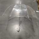 Amazon Basics Clear Umbrella for Rain, Round Bubble Umbrella for Wedding, With Wide Coverage (35" Canopy Diameter), Auto Open, Strong Fiberglass Frame, Steel Shaft, Spoke Protectors for Safety