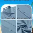 COOFANDY Mens Cuban Guayabera Shirt Short Sleeve Button Down Shirts Summer Beach Vacation Shirts (4X-Large, Denim Blue)