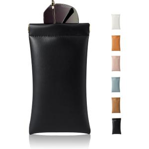 Squeeze Top Sunglass Case, New Organosilicon Soft PU Leather Eyeglass Glass Case Travel Large Sunglasses Pouch