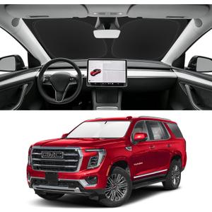 Custom Fit Windshield Sun Shade for GMC Yukon 2015-2026, Blocks UV & Heat, Front Window Sunshade, Easy Fold & Store