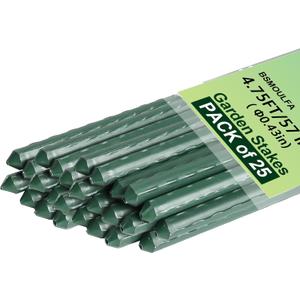 Garden Stakes 57 Inch, Approx 5ft Steel Plant Stakes 25 Pack for Gardening and Farm, 57" Plastic Coated Plant Support for Tomato, Cucumber, Bean, Flower, Potted More Climbing Plants