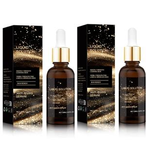 Olavita Liquid Solution Anti Aging SerumOlavita Face Serum,Intensely firms skin,Smooths Fine Lines and Hydrates, For Women with Mature and Daily Skincare (2pcs) (Black)