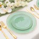 Liacere 32PCS Green Plastic Plates - Green Stone Plastic Disposable Tableware Plates Modern Dinnerware Set - Wedding & Warm Winter & Party & St. Patrick's Day & Easter Day