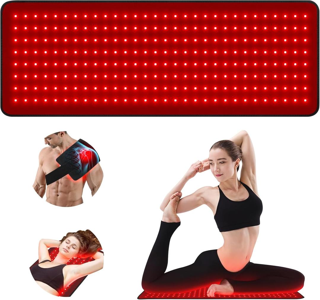 Red Light Therapy Pad 31.5" x 11.8" Large Mat 660nm & 850nm Infrared Light Therapy Devices Wearable Wrap Belt for Full Body Shoulders Waist Back Knee Joint Muscle Pain Relief