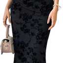 GORGLITTER Women's Mesh Halter Bodycon Midi Dress Sheer Cut Out Dresses Gothic Party Cocktail Prom Going Out Outfits (Black, L)