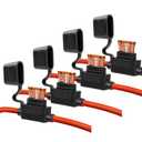 10 Gauge Fuse Holder - 10 AWG Inline Fuse Holder with 40 AMP ATC Blade Fuses (4pack)