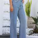 ETTELO Womens Jeans High Waisted Straight Leg Loose Stretchy Lightweight Tummy Control Trendy Jeans for Women 2025 (Blue)