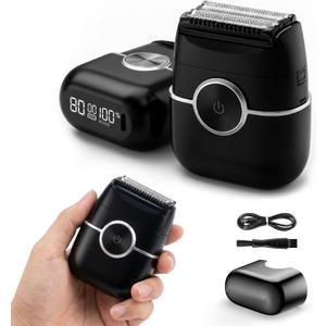 Electric Razor for Men, Portable Foil Shaver with Beard Trimmer, USB-C Fast Charging, IpX7 Waterproof Wet/Dry, Mini Pocket Travel Shaver for Home, Gym and Trips.