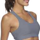 Sports Bras for Women High Support Push up Yoga Bra with Removable Cups Workout Running Bra with Pockets (US, Alpha, Medium, Regular, Regular, M, Gray) (M)