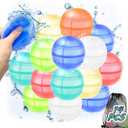 Reusable Water Balloons for Kids & Adults, 14 Pack Refillable Silicone Water Balloons Quick Fill, Self Sealing Water Balloon for Pool, Summer Toys Beach Toys for Outdoor Idea Gift, Party Supplies