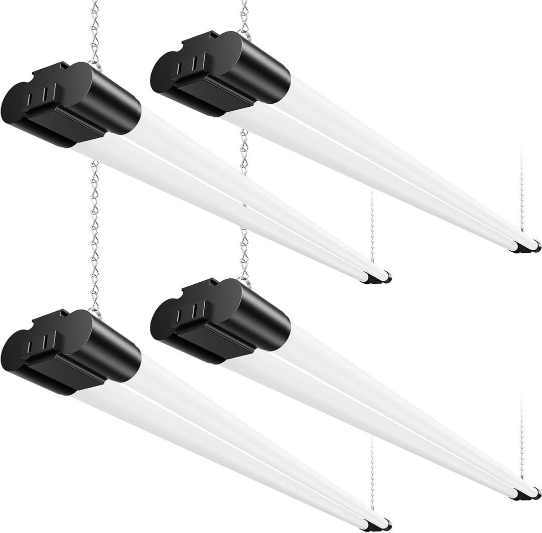 4FT LED Shop Lights, 45W 4500LM 6500K, Garage Light with Plug Hanging 4Pack
