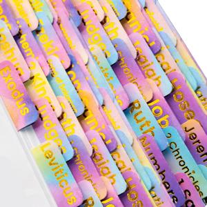 3 x Bible Tabs with Unique Stickers, Gold Foil Laminated Bible Tabs, Bible Tabs for Women, Christian Gifts, Large Print Bible Tabs, Bible Book Index Tabs Labels, Bible Study Supplies (Rainbow)