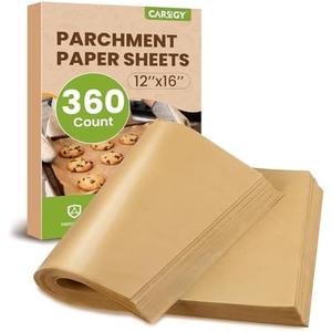 CAREGY 360Pcs Unbleached Parchment Paper Sheets, 12 x 16 Inch,Precut Non-Stick Parchment Paper for Baking,Cooking, Grilling, Air Fryer and Steaming,Fit for Half Sheet Pans