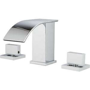 TapLong Waterfall Bathroom Faucets for Sink 3 Hole, Solid Brass 8 Inch Widespread Bathroom Sink Faucet 2-Handles, Polished Chrome Bathroom Faucet with Supply Lines, 02766 (Bent) TapLong Waterfall Bathroom Faucets for Sink 3 Hole, Solid Brass 8 Inch Widespread Bathroom Sink Faucet 2-Handles, Polished Chrome Bathroom Faucet with Supply Lines, 02766 (Bent)