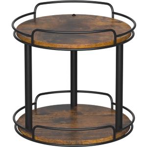 LAMU 10.2'' Wood Lazy Susan Turntable Organizer for Cabinet, 2 Tier Lazy Susan Spice Rack Organizer for Kitchen, Table Top, Countertop, Pantry, Medicine Organizer