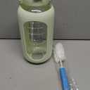 SIEROZUR 74 oz Glass Water Bolttles with Straw Large Motivational Water Bottle with Handle 2.2L Gallon Water Jug with Silicone Sleeve and Time Marker for Gym Workout (Light green)