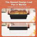 Foldable Silicone Loaf Pan with Metal Reinforced Rim Support - Nonstick Silicone Baking Mold for Homemade Loaf, Bread and Meatloaf - (9"x4"x2.5", Black, 1 Piece)