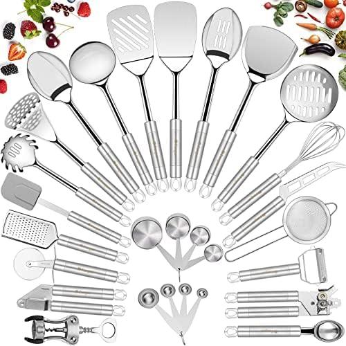 Stainless Steel Kitchen Utensil Set- Fungun 22 Pcs Cooking Nonstick Cookware Set with Spatula - Best Gadgets Tools Kitchen Accessories