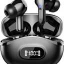 Wireless Earbuds, Bluetooth Headphones 5.4 HiFi Stereo, Ear Buds with 4 ENC Noise Cancelling Mics, 48H Bluetooth Earbuds with Dual LED Display, IP7 Waterproof in Ear Earphones for Android iOS, Black