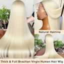 32 Inch Long Platinum Blonde Lace Front Wig Human Hair 13x6 HD Transparent Lace Frontal White Blonde Brazilian Real Remy Hair Wear and Go Glueless Wigs for Women Pre Plucked Tiny Knots 180% Density