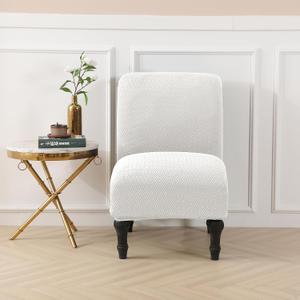 LiveGo Armless Accent Chair Cover Slipcover,Slipper Chair Stretch Spandex Removable for Armless Chair Furniture Protector for Living Dining Room Hotel (White)