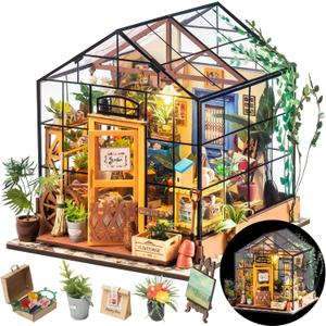 Rolife DIY Miniature Greenhouse Kit, Tiny/Mini House Making Kit with Furniture for Adults, Furniture, Halloween/Christmas Decorations, Gifts for Family and Friends (Cathy's Greenhouse)