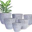 Plant Pots, 6pcs Planters Flower Pots with Drainage Hole, Modern Decorative Planter for Indoor Outdoor Plants, Succulents, Flowers & Cactus, Perfect for Home Bedroom Garden