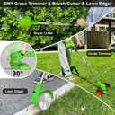 Electric Weed Wacker Cordless Weed Trimmer Eater Battery Powered with 2 Battery Operated & Charger & Wheels & Shears, Lightweight 3 in 1 Grass Trimmer/Brush Cutter/Lawn Edger for Lawn, Garden