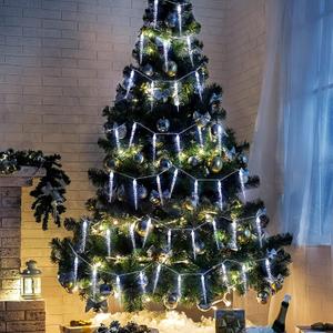 WILLBOND Icicle Christmas Lights for Tree Indoor Outdoor Decorations - 33 ft 80 LED Cool White Icicle String Lights Battery Operated Twinkle Decor for Xmas Tree Winter Outside Garden Holiday Party