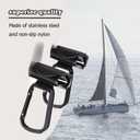 Boat Rail Bag Hook Adjustable Safety Straps with Convenient Quick Release Buckle,Boat Stainless Steel Carabiner Hooks Clip for Stroller Hook,Hanging Purse, Shower Favors,Grocery Bags,Snacks etc (2PCS) (Black)