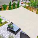 AsterOutdoor Sun Shade Sail Rectangle 12' x 12' UV Block Canopy for Patio Backyard Lawn Garden Outdoor Activities, Cream