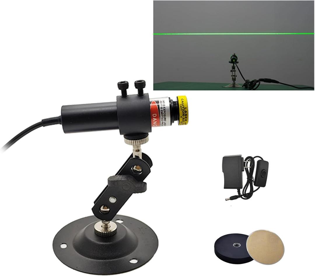 532nm Focusable Green Projector Generator Line Module for Sawmill Woodworks Swamp Haunted House 18mm (Focusable Class IIIr 12V with Adapter, Mount and Magnetic Base)