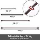 GXOACKJ Curtain Rods for windows 48 to 84-93 inch, 5/8 inch Decorative Brown Splicing Heavy Duty Metal Curtain Rod set with Brackets