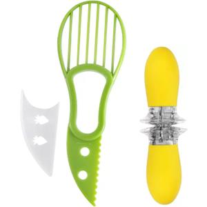 Avocado Slicer & Corn Fork, Food-Grade Avocado Cutter & Splitter, Stainless Steel Corn Fork, Corn Picks, Kitchen Tool, Lightweight Kitchen Utensil for Fruits & Vegetables