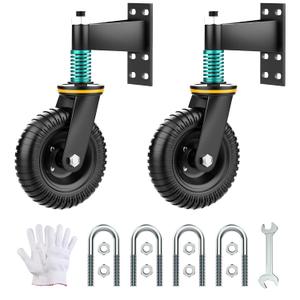 Gate Wheel 6 Inch for Metal Tube Gate Wooden Gate 600lb Capacity, 360 Rotation Heavy Duty Farm Gate Wheel Spring Shock Absorbing Gate Caster with Screws & Screwdriver, 2 Pack