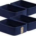 MiniArk Large Shallow Organizing Baskets 15x11x5.1 Inches - Rope Woven Storage Bins for Bathroom, Shelves, Cube Closet, Navy Blue 4 Packs