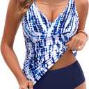 Yonique Tankini Swimsuits for Women Tummy Control Bathing Suits Two Piece Tankini Tops with Bikini Bottoms Twist Swimwear (M)