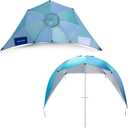 LOTTAFUN Beach Shelter Umbrella Premiere UPF 50+ Umbrella Shelter for Sun and Rain Protection for Adult (10-Foot,Blue Stripe)